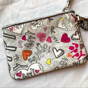 Coach Graffiti Poppy Wristlet with Hearts